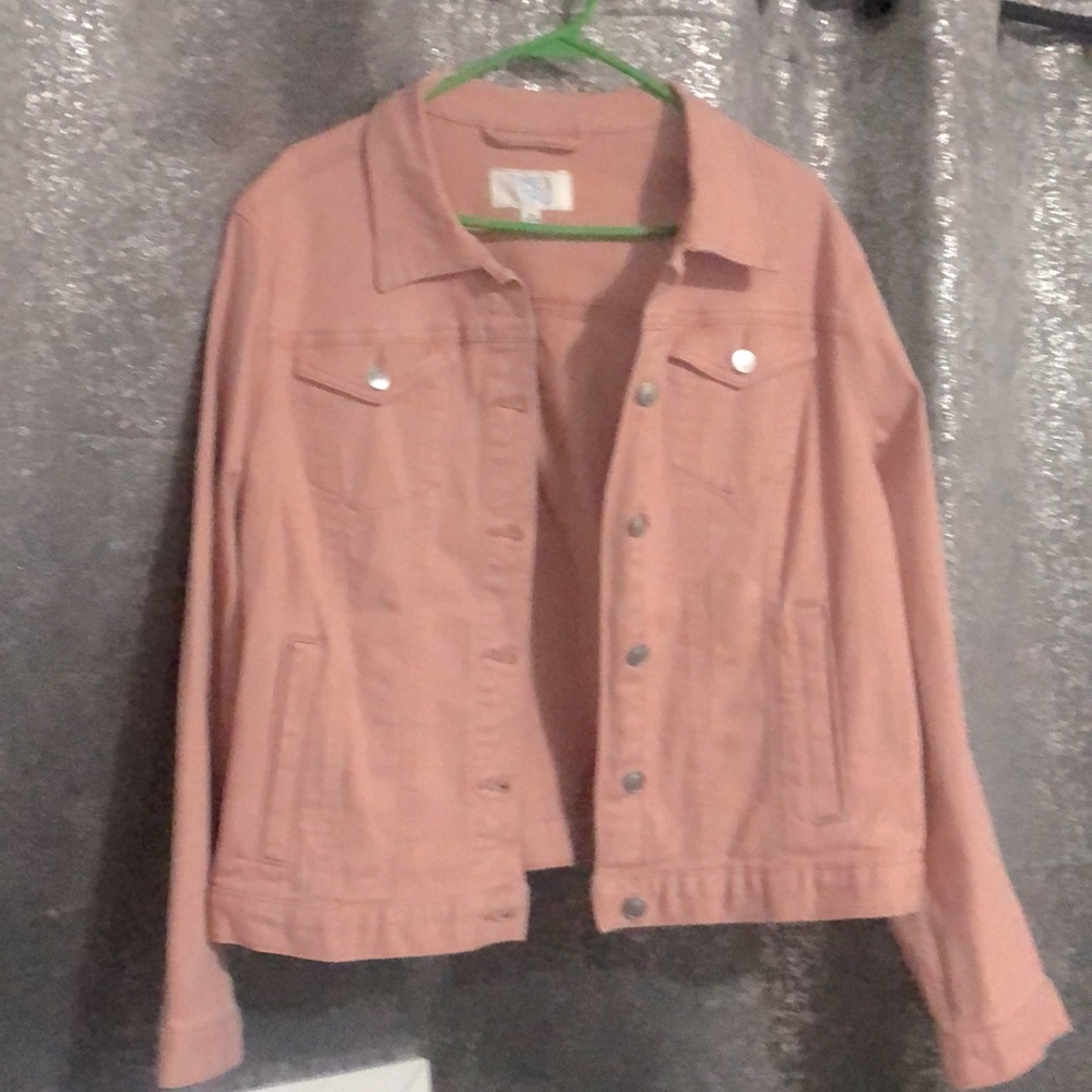 pinkish peach jean jacket